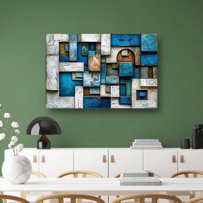 Moderne abstracte compositie in blauw en bruin poster