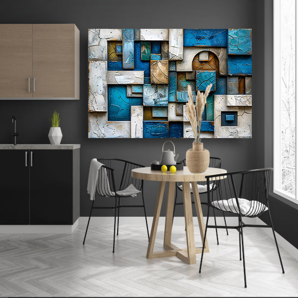 Moderne abstracte compositie in blauw en bruin poster