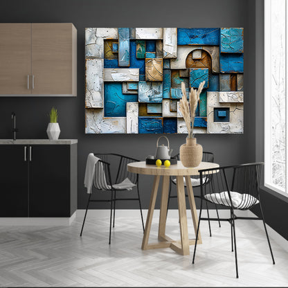Moderne abstracte compositie in blauw en bruin poster