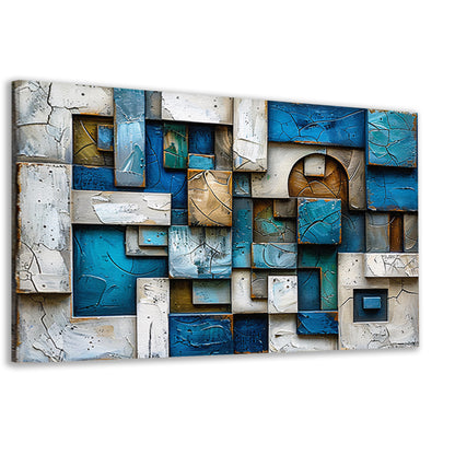 Moderne abstracte compositie in blauw en bruin canvas