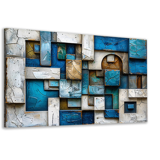 Moderne abstracte compositie in blauw en bruin canvas
