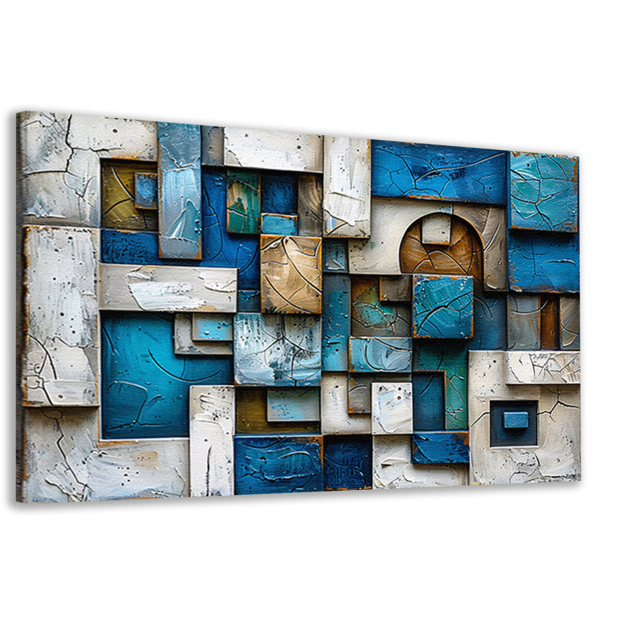 Moderne abstracte compositie in blauw en bruin canvas