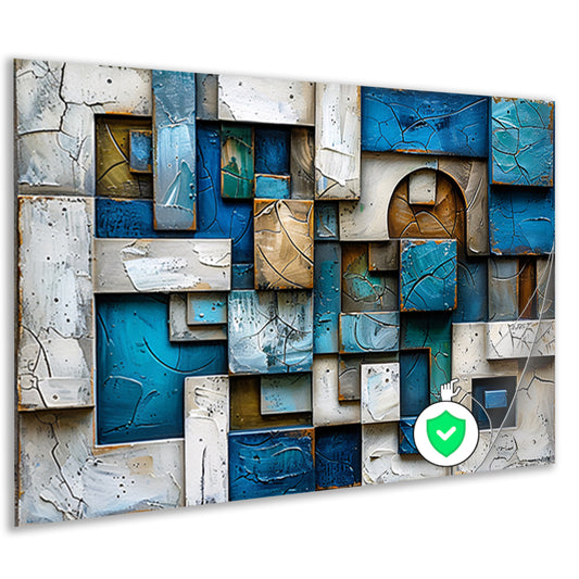 Moderne abstracte compositie in blauw en bruin poster