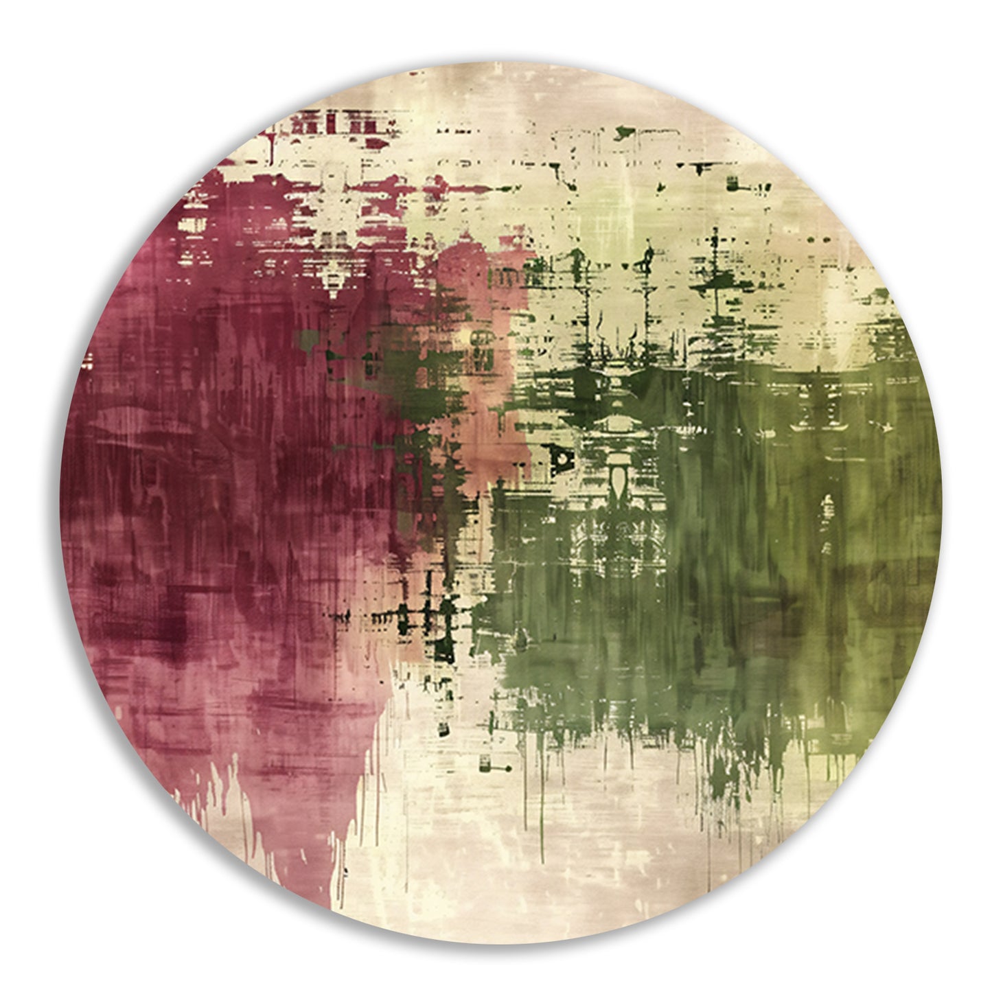 Abstract digitaal kunstwerk met rijke kleuren aluminium muurcirkel