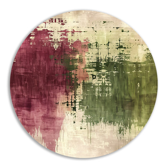 Abstract digitaal kunstwerk met rijke kleuren aluminium muurcirkel