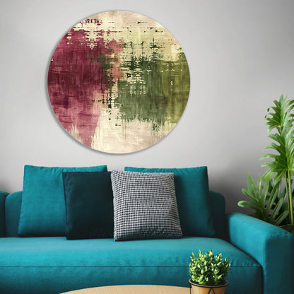 Abstract digitaal kunstwerk met rijke kleuren aluminium muurcirkel