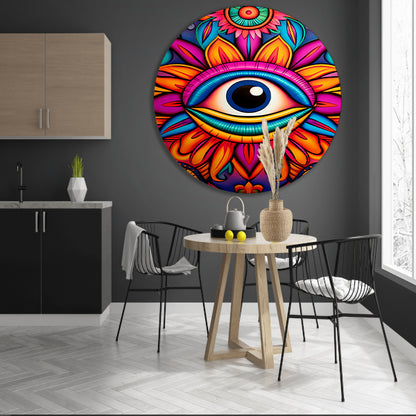 Het Oog van Kleurrijke Inspiratie aluminium muurcirkel