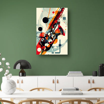 Abstract Jazz Saxofoon in Kleur canvas met baklijst