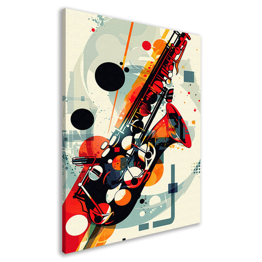 Abstract Jazz Saxofoon in Kleur canvas