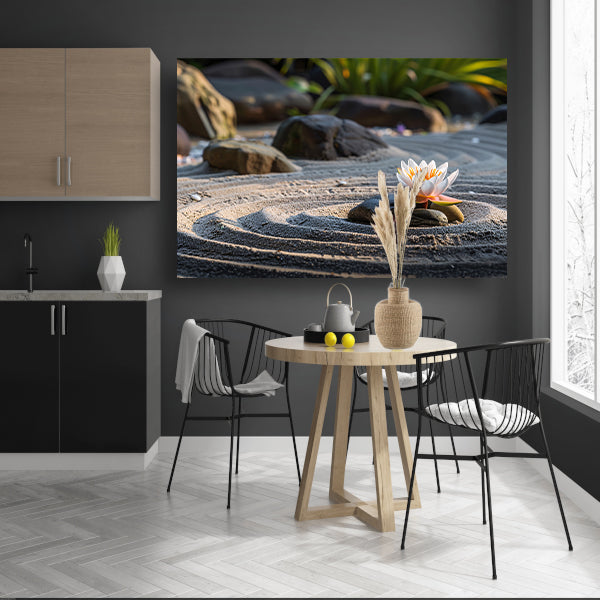 Serene waterlelie in zen-tuin met zand canvas