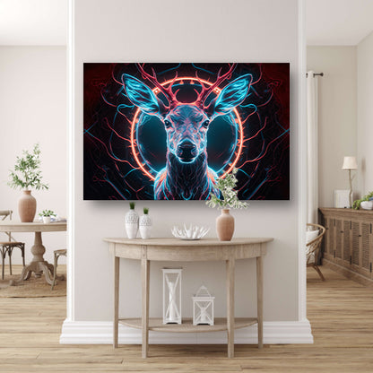 Futuristisch hert in levendige neonkleuren acrylglas