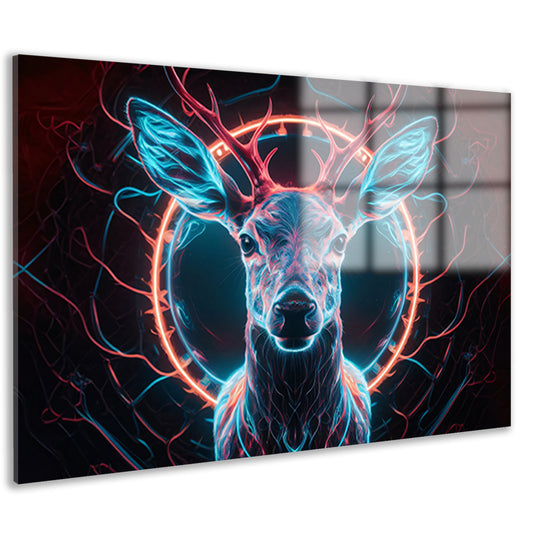 Futuristisch hert in levendige neonkleuren acrylglas