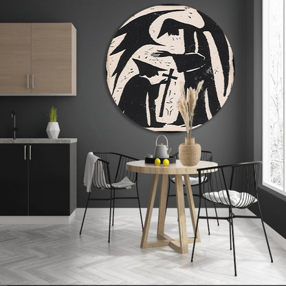 Engelachtige figuur met knielende gestalte aluminium muurcirkel