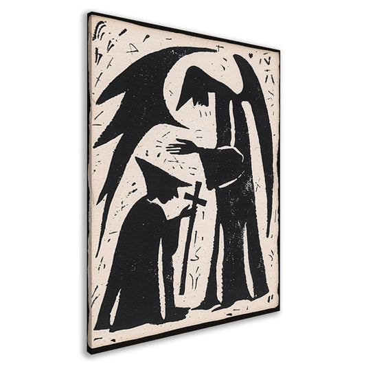 Engelachtige figuur met knielende gestalte canvas