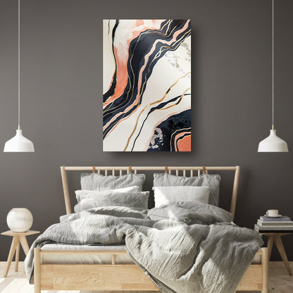 Dynamische abstracte lijnen met goud en zwart poster