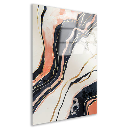 Dynamische abstracte lijnen met goud en zwart acrylglas