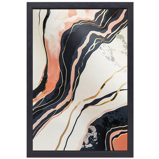 Dynamische abstracte lijnen met goud en zwart canvas met baklijst