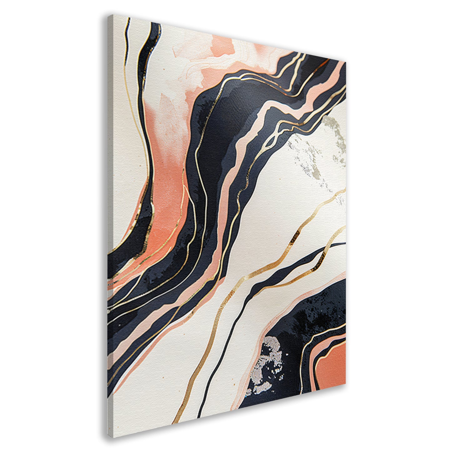 Dynamische abstracte lijnen met goud en zwart canvas