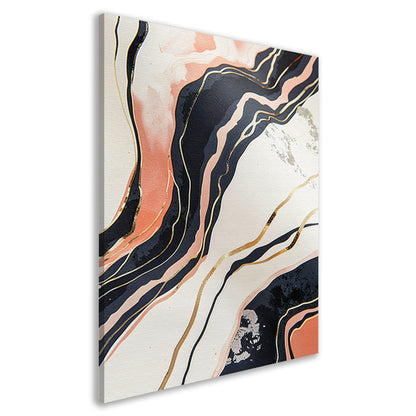Dynamische abstracte lijnen met goud en zwart canvas