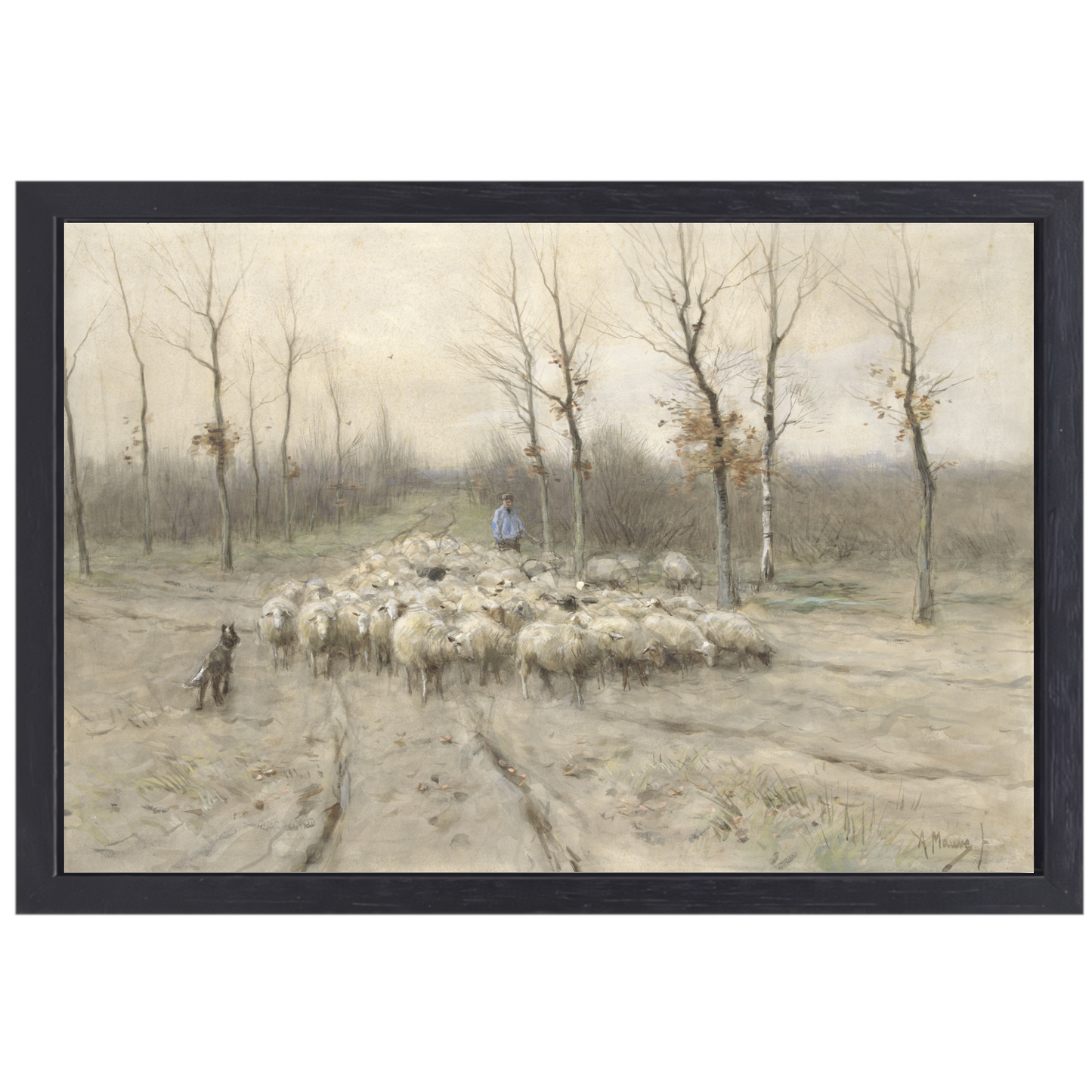 Schapenkudde op de heide bij Laren - Anton Mauve canvas met baklijst