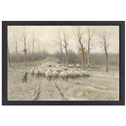 Schapenkudde op de heide bij Laren - Anton Mauve canvas met baklijst