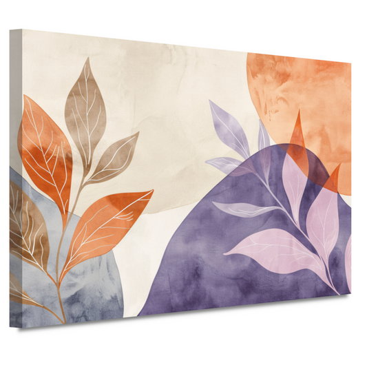 Abstracte Waterverf Bladeren in Warme Tinten canvas