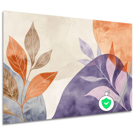 Abstracte Waterverf Bladeren in Warme Tinten poster