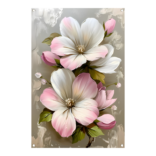 Moderne minimalistische bloemen in zachte pastelkleuren tuinposter