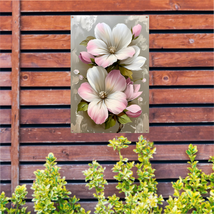 Moderne minimalistische bloemen in zachte pastelkleuren tuinposter
