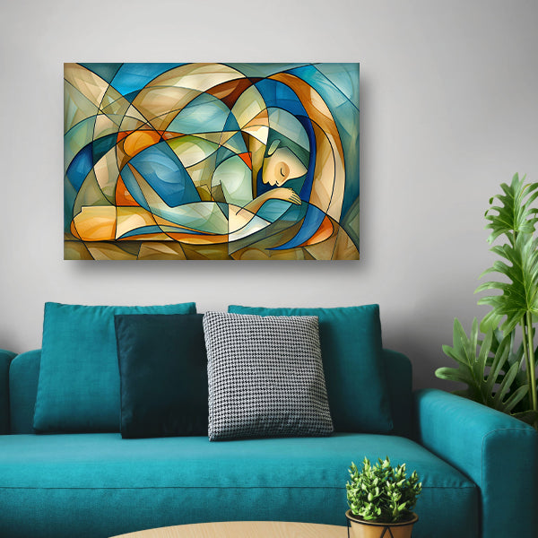 Abstract kunstwerk van slapende vrouw canvas
