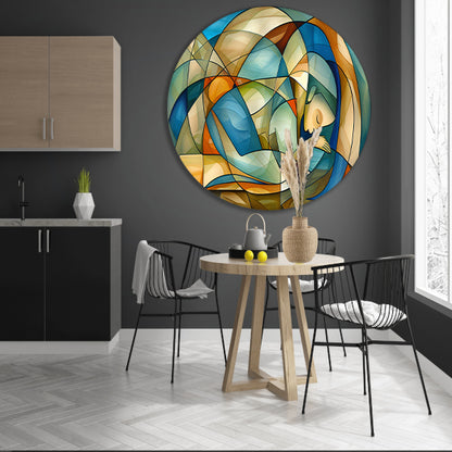 Abstract kunstwerk van slapende vrouw aluminium muurcirkel