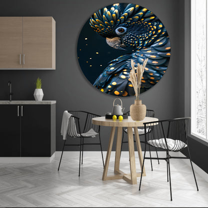 Blauwe Papegaai met Gouden Stippen Portret forex muurcirkel