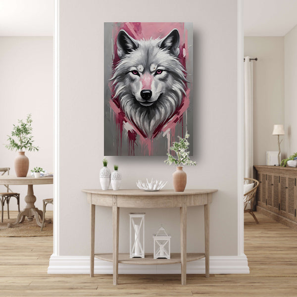 Dynamische Abstracte Wolf met Roze Accenten poster