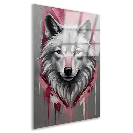 Dynamische Abstracte Wolf met Roze Accenten Acrylglas