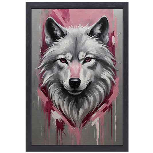 Dynamische Abstracte Wolf met Roze Accenten canvas met baklijst