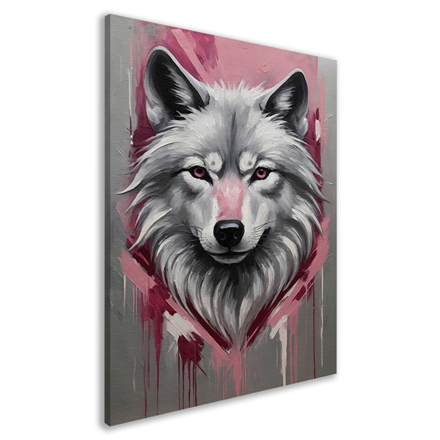 Dynamische Abstracte Wolf met Roze Accenten canvas