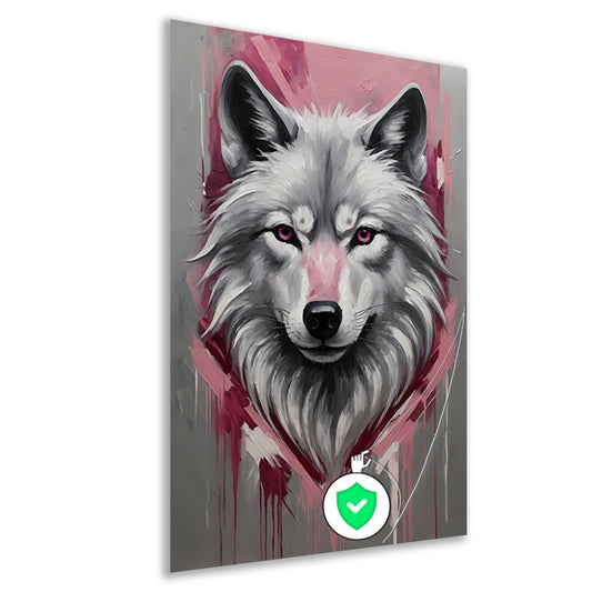 Dynamische Abstracte Wolf met Roze Accenten poster