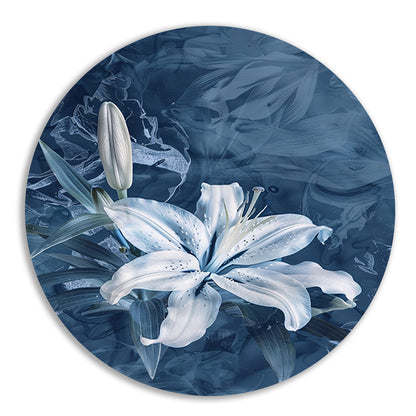 Prachtige digitale kunst van een lelie aluminium muurcirkel