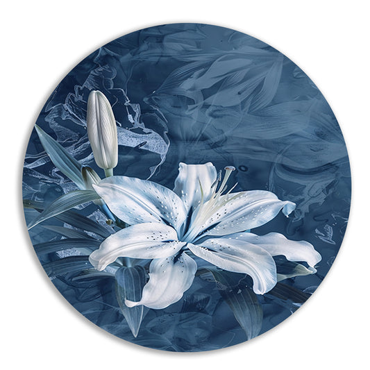 Prachtige digitale kunst van een lelie aluminium muurcirkel