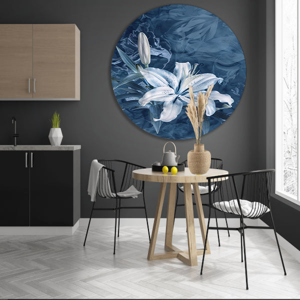 Prachtige digitale kunst van een lelie aluminium muurcirkel