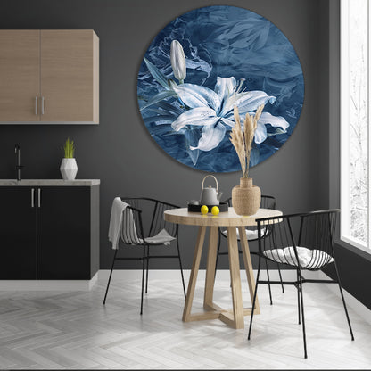 Prachtige digitale kunst van een lelie aluminium muurcirkel