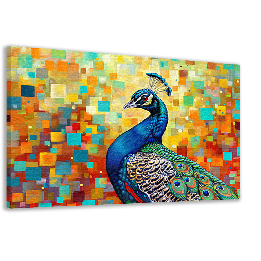 Kleurrijke pauw in abstracte popart stijl canvas