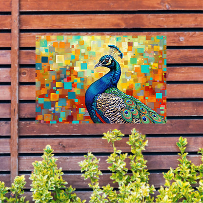 Kleurrijke pauw in abstracte popart stijl tuinposter