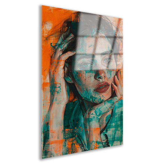 Prachtig aquarel schilderij van vrouwelijk portret acrylglas