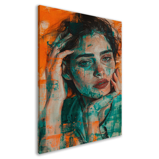 Prachtig aquarel schilderij van vrouwelijk portret canvas