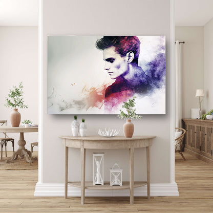 Abstracte kleurrijke digitale kunst van man canvas met baklijst