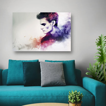 Abstracte kleurrijke digitale kunst van man canvas met baklijst
