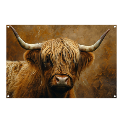 Schotse Hooglander - Majestueuze Blik en Vacht tuinposter