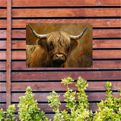 Schotse Hooglander - Majestueuze Blik en Vacht tuinposter