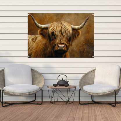 Schotse Hooglander - Majestueuze Blik en Vacht tuinposter